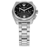 Emporio Armani Federico Chronograph Black Dial Silver Steel Strap Watch For Men - AR11560