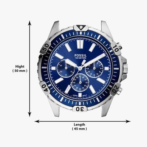 Fossil Garrett Chronograph Blue Dial Silver Steel Strap Watch for Men