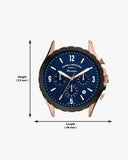 Fossil Forrester Chronograph Blue Dial Blue Leather Strap Watch for Men - FS5814