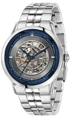 Maserati Ricordo Automatic Skeleton Silver Dial Silver Steel Strap Watch For Men - R8823133005