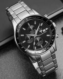 Maserati SFIDA Chronograph Black Dial Silver Steel Strap Watch For Men - R8873640015