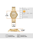 Michael Kors Lennox Three Hand Gold Dial Gold Steel Strap Watch For Women - MK7229