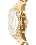 Michael Kors Lexington Mother of Pearl White Dial Gold Steel Strap Watch For Women - MK7241