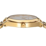 Michael Kors Lennox Three Hand Silver Dial Gold Steel Strap Watch For Women - MK7391