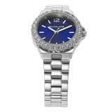 Michael Kors Lennox Three-Hand Blue Dial Silver Steel Strap Watch For Women - MK7397