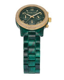 Michael Kors Runway Chronograph Green Dial Green Steel Strap Watch for Women - MK7422