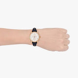 Fossil Original Boyfriend Chronograph White Dial Navy Blue Leather Strap Watch for Women - ES3838