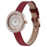Emporio Armani Two-Hand Analog White Dial Red Leather Strap Watch For Women - AR11532