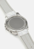 Michael Kors Brecken Chronograph Silver Dial White Leather Strap Watch For Men - MK8949