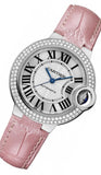 Cartier Ballon Bleu De Cartier Diamonds Silver Dial Pink Leather Strap Watch for Women - WE902037