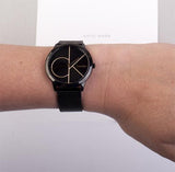 Calvin Klein Minimal Black Dial Black Mesh Bracelet Watch for Women - K3M224X1