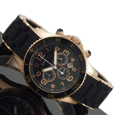 Marc Jacobs Rock Chronograph Black Dial Black Silicone Strap Watch