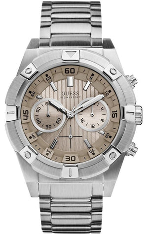 Guess Jolt Chronograph Grey Dial Silver Steel Strap Watch for Men - W0377G1