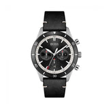 Hugo Boss Chronograph Black Dial Black Leather Strap Watch for Men - 1513864