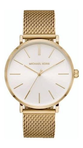 Michael Kors Auden Three Hand White Dial Gold Mesh Strap Watch for Women - MK7150