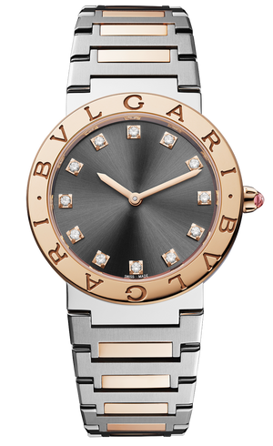 Bvlgari Lady Quartz Diamonds Grey Dial Two Tone Steel Strap Watch for Women - BVLGARI103067