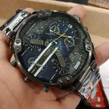 Diesel Big Daddy 2.0 Chronograph Blue Dial Grey Steel Strap Watch For Men - DZ7331