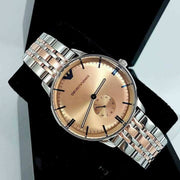Emporio Armani Classic Beige Dial Two Tone Steel Strap Watch for Men - AR2070