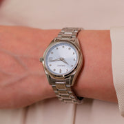 Seiko Diamond Blue Dial Silver Steel Strap Watch for Women - SUR581P1
