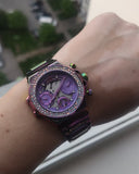 Guess Fusion Chronograph Purple Dial Purple Steel Strap Watch for Women - GW0552L4