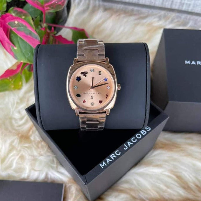 Marc Jacobs Mandy Rose Gold Dial Rose Gold Steel Strap Watch for Women
