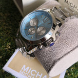 Michael Kors Bradshaw Chronograph Blue Dial Silver Steel Strap Watch For Women - MK6099