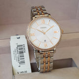Fossil Jacqueline White Dial Two Tone Steel Strap Watch for Women - ES3634