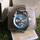 Michael Kors Bradshaw Chronograph Blue Dial Silver Steel Strap Watch For Women - MK6099