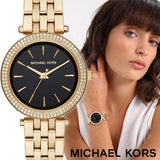 Michael Kors Mini Darci Quartz Black Dial Gold Steel Strap Watch For Women - MK3738