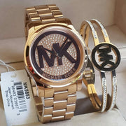 Michael Kors Runway Rose Gold Dial Rose Gold Steel Strap Watch For Women - MK5853