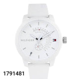 Tommy Hilfiger Denim Analog White Dial White Rubber Strap Watch for Men - 1791481