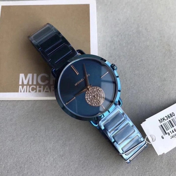 Michael Kors Portia Blue Dial Blue Stainless Steel Strap Watch for