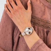 Fossil Jacqueline Three Hand Mother of Pearl Dial Pink Leather Strap Watch for Women - ES4671