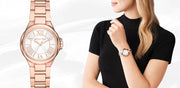 Michael Kors Camille Quartz White Dial Rose Gold Steel Strap Watch For Women - MK7256