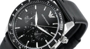 Emporio Armani Mario Chronograph Black Dial Black Leather Strap Watch For Men - AR11243