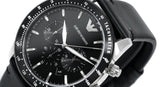 Emporio Armani Mario Chronograph Black Dial Black Leather Strap Watch For Men - AR11243