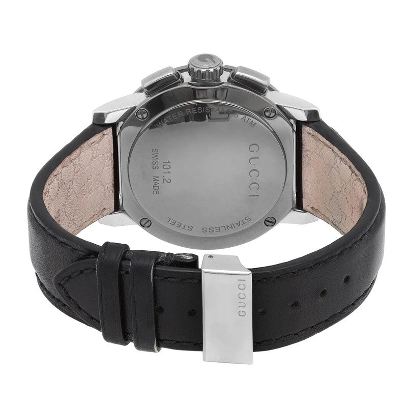 Gucci G Chrono Black Dial Black Leather Strap Watch For Men