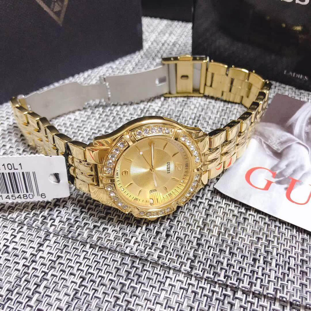 Gold Glitter Uhr Icon Gold Guess Dazzling Diamonds Gold Dial Gold