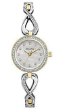 Bulova Analog Crystals Mother of Pearl Dial Silver Steel Strap Watch for Women - 98X109