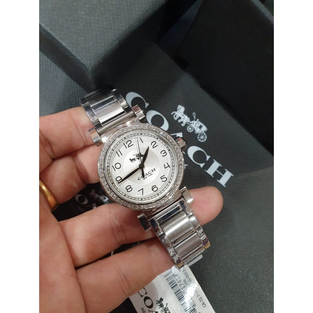 Coach Madison White Dial Silver Steel Strap Watch for Women - 14502396