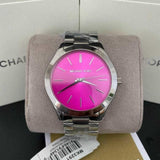 Michael Kors Slim Runway Quartz Pink Dial Silver Steel Strap Watch For Women - MK3291