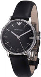 Emporio Armani Classic Quartz Black Dial Black Leather Strap Watch For Women - AR1600