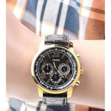 Guess Horizon Chronograph Quartz Black Dial Black Leather Strap Watch For Men - W0380G7