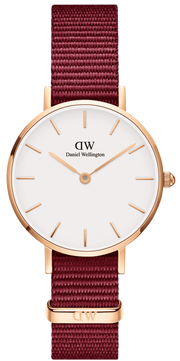 Daniel Wellington Roselyn 3A Petite White Dial Red NATO Strap Watch For Women - DW00100293