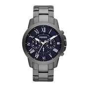 Fossil Grant Chronograph Blue Dial Grey Steel Strap Watch for Men - FS4831