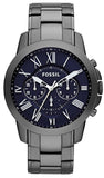 Fossil Grant Chronograph Blue Dial Grey Steel Strap Watch for Men - FS4831