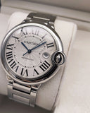 Cartier Ballon Bleu De Cartier Silver Dial Silver Steel Strap Watch for Men - WSBB0049