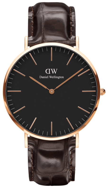 Daniel Wellington Classic York Black Dial Brown Leather Strap Watch For Men - DW00100128