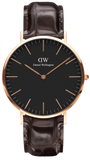 Daniel Wellington Classic York Black Dial Brown Leather Strap Watch For Men - DW00100128