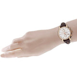 Fossil Boyfriend White Dial Brown Leather Strap Watch for Women - ES3616